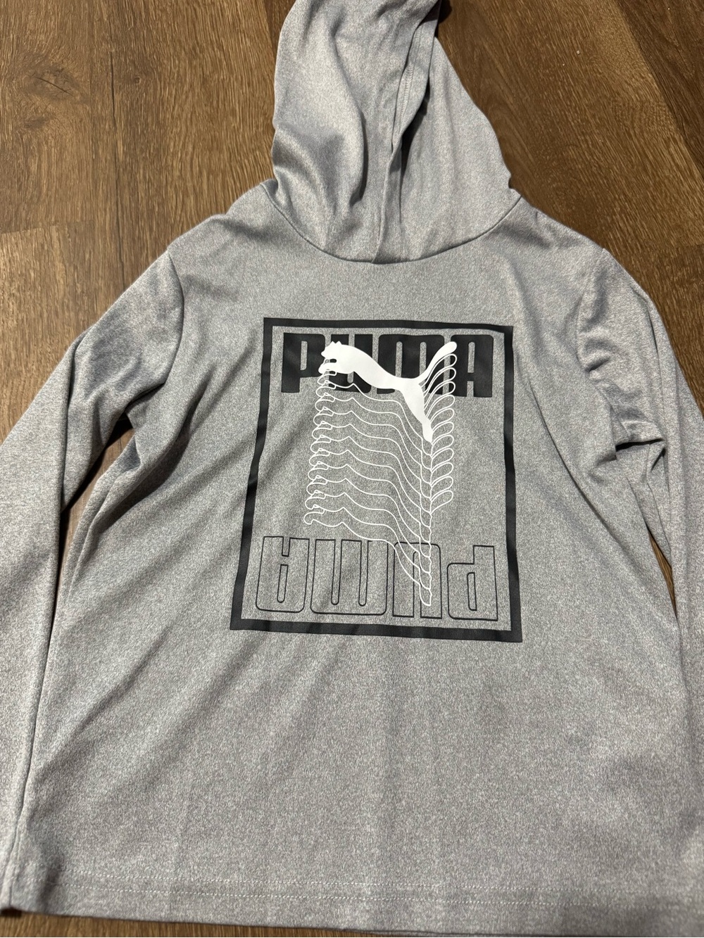 Puma Long Sleeve Lightweight with Hood Kids Grey Black Size 6